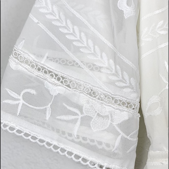 Polly Floral Embroidered V-Neck Gathered Waist Romper - Picture 6 of 15